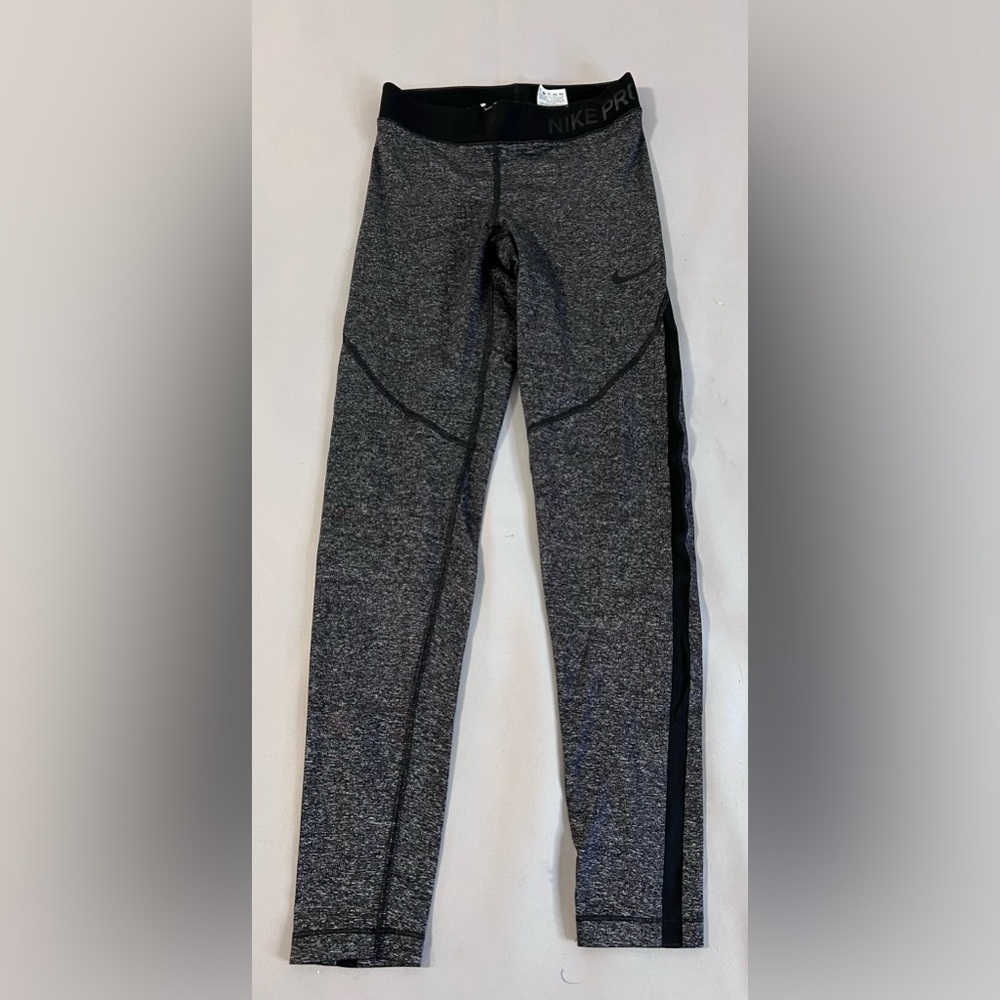 Women's Nike Pro Hypercool Tight Fit Tights Sz‎ S Heather Black Gym Casual Pants